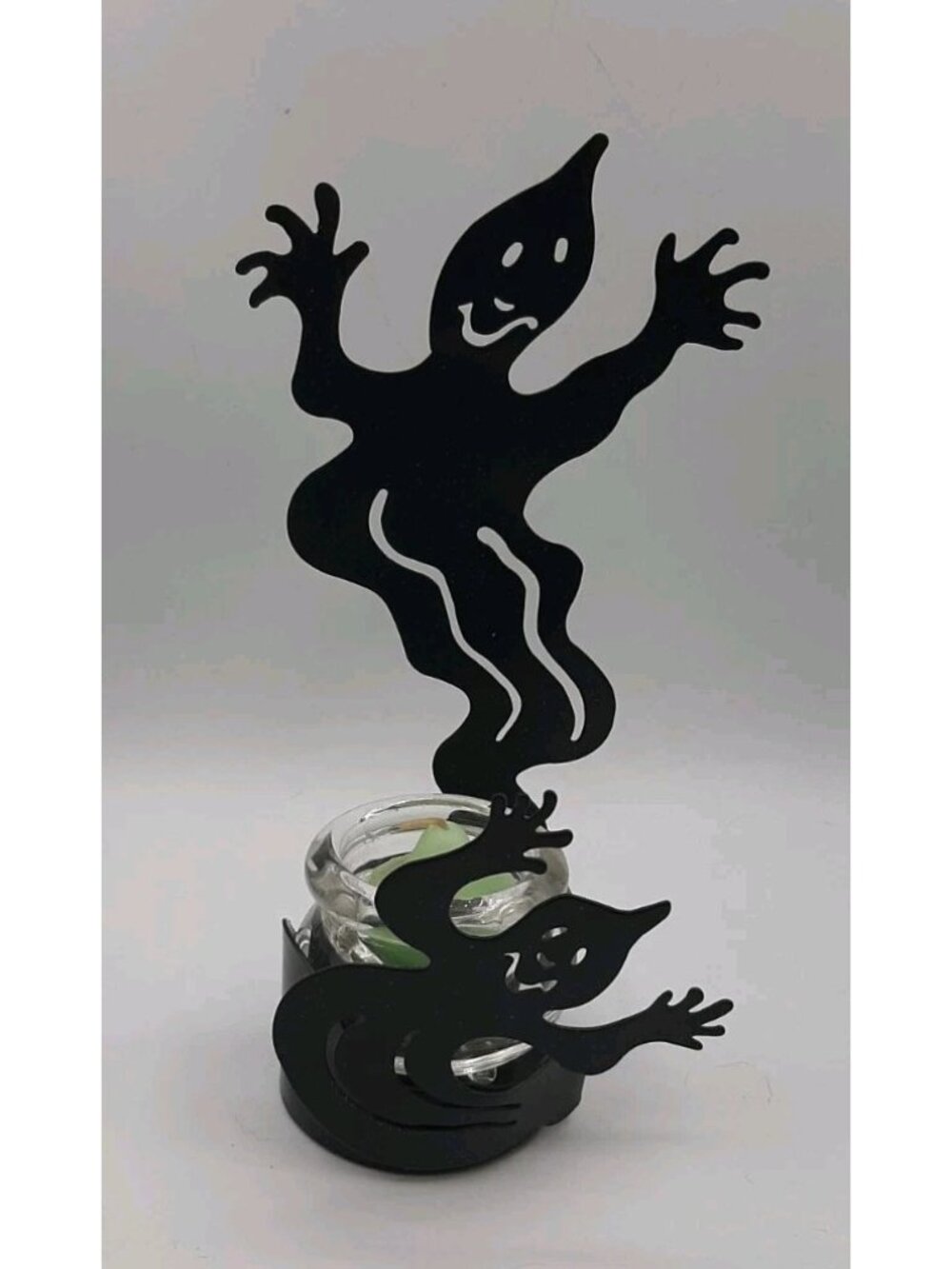 PartyLite Vtg Double Ghost Halloween Shadowdancers Votive Candle Holder w/Box